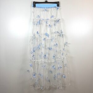 Unbranded Butterfly Maxi Skirt Sheer White Fairycore Boho Coquette Whimsical